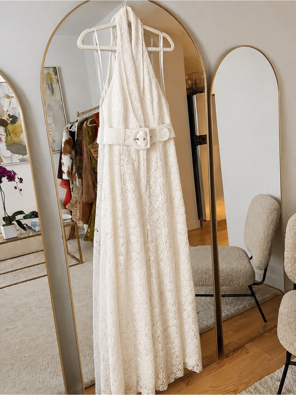 Zimmermann Ivory Lace Halter Maxi Dress with Belt - Picture 1 of 4